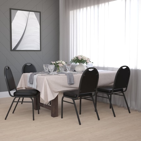Flash Furniture Black Vinyl Stack Chair with Black Metal Frame, 4PK 4-NG-ZG10006-BK-BK-GG
